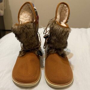 Brown Faux Fur Winter Boots